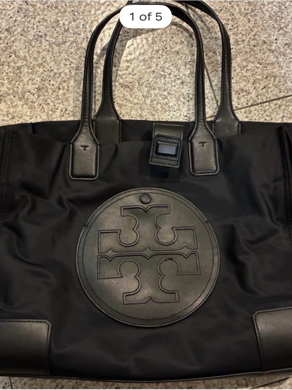 Tory Burch Black Nylon Logo Laptop Tote